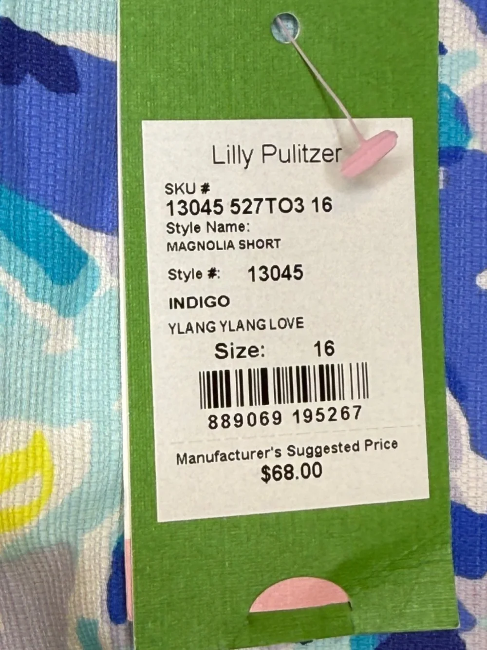 Lilly Pulitzer Magnolia Blue, Aqua & Yellow Floral Scalloped Shorts Sz. 16
